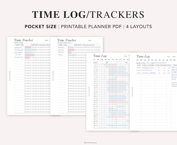 Pocket Time Tracker Printable: Hourly Schedule, Time Blocking (PDF Download)