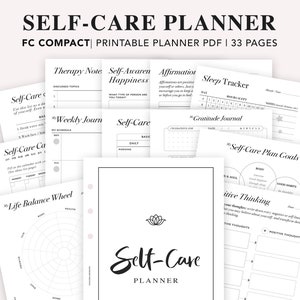 FC Compact Size Self Care Planner, Self Care Journal, Self Care Worksheet, Wellness Planner, Mental Health Journal, Mood Tracker image 1