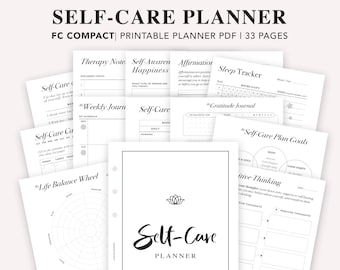 FC Compact Size Self Care Planner, Self Care Journal, Self Care Worksheet, Wellness Planner, Mental Health Journal, Mood Tracker