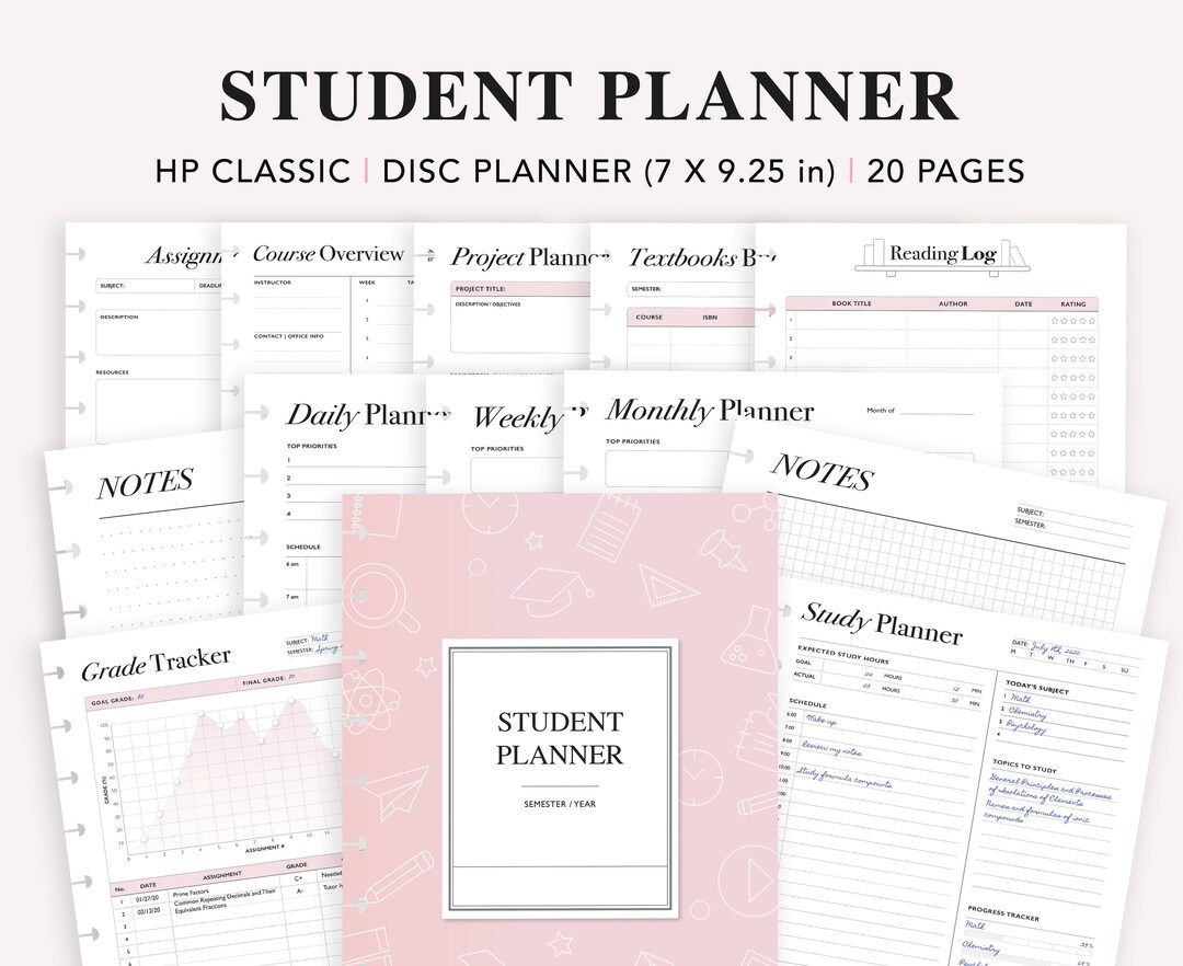 Student Planner Printable, Happy Planner Inserts, University Planner ...