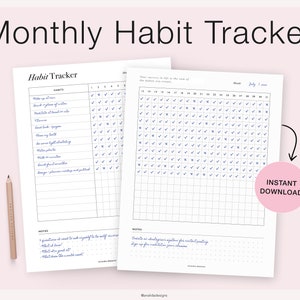 Habit Tracker, Monthly Habit Tracker Printable, 30 Days Habits Tracker, Habit Planner, Routine Checklist, A5 Planner Insert image 2