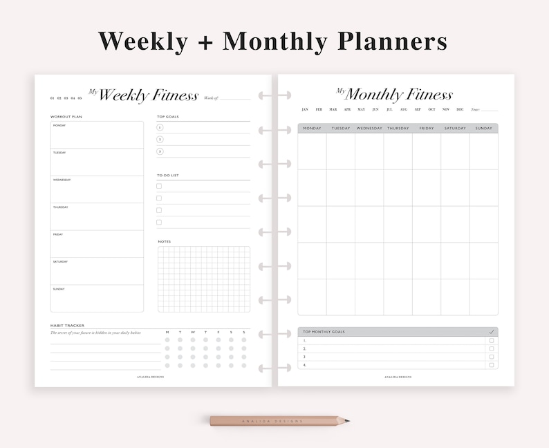 Fitness Planner Printable, Happy Planner Insert, Daily Fitness Tracker, Weekly Fitness Goal Planner, Fitness Journal, Meal Plan, HP Classic image 4