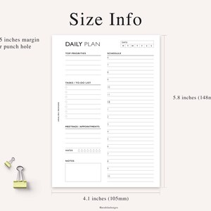 A6 Daily Planner Printable, Hourly Planner, Daily Plan, Work Planner ...