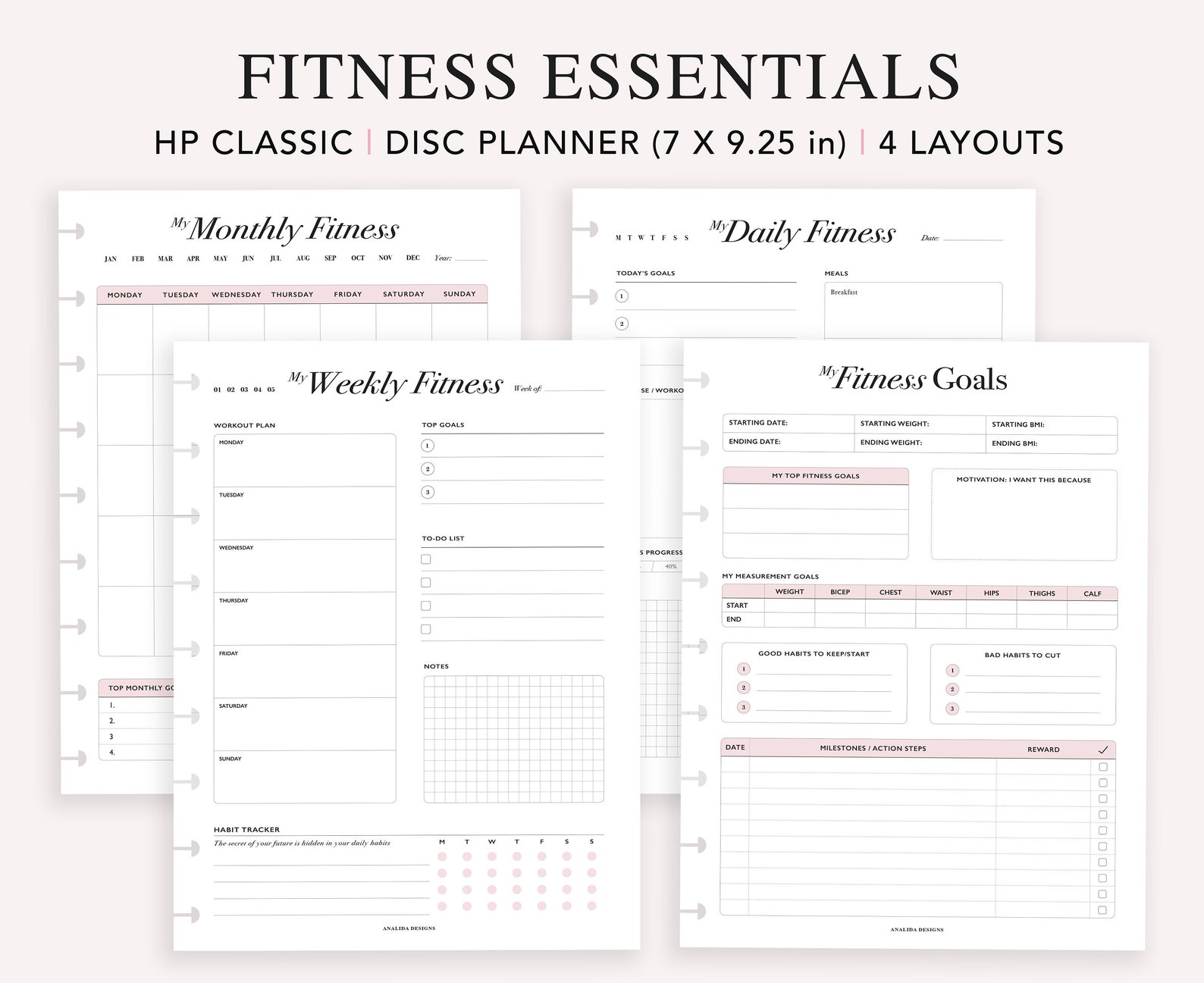 Fitness Planner Printable Happy Planner Insert Daily Fitness - Etsy