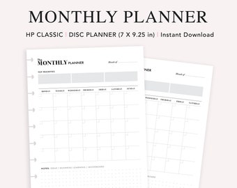 Happy Planner Classic Printable: Undated Monthly Calendar (PDF Instant Download)