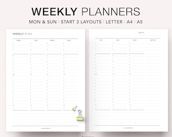 Printable Hourly Weekly Planner: Time Blocking Template (PDF)