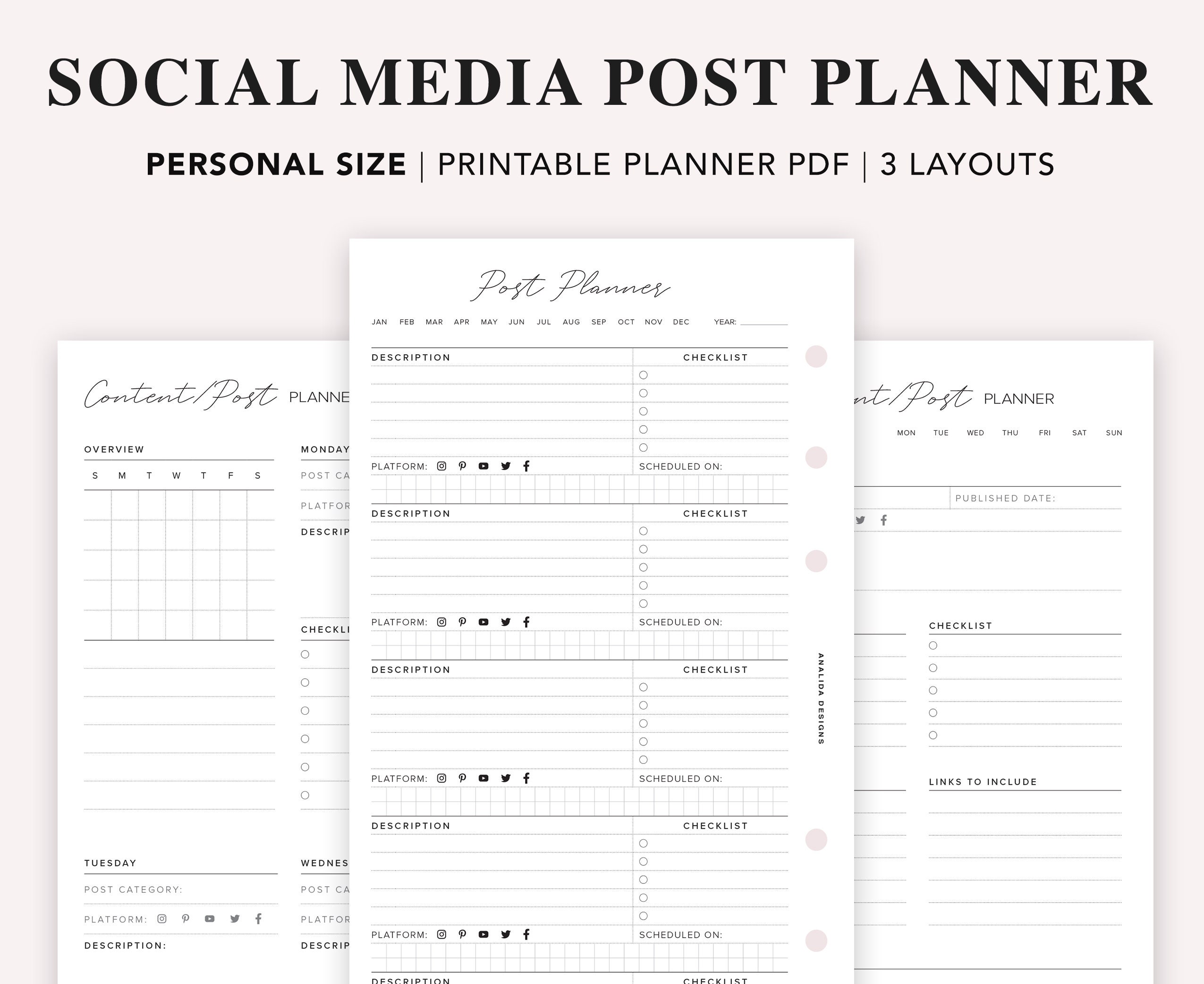 personal social media planner template instagram post etsy israel