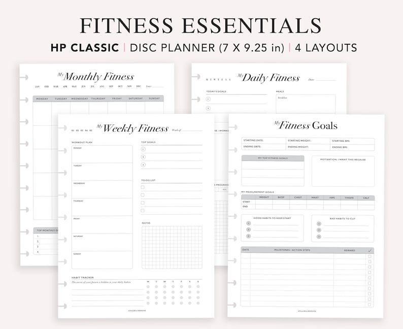 Fitness Planner Printable, Happy Planner Insert, Daily Fitness Tracker, Weekly Fitness Goal Planner, Fitness Journal, Meal Plan, HP Classic image 1