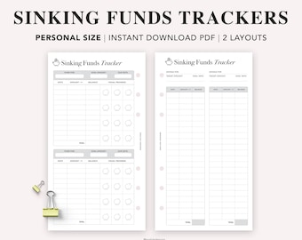 PERSONAL Sinking Funds Tracker druckbar, Sparplaner, Monatsplaner, Ausgaben-Tracker, Tilgungsrückzahlung, Personal size insert