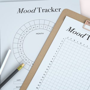 Mood Tracker Printable, Yearly Monthly Mood Planner, Circular Mood Chart, Bullet Journal, A5 Planner Inserts, Digital Instant Download image 6