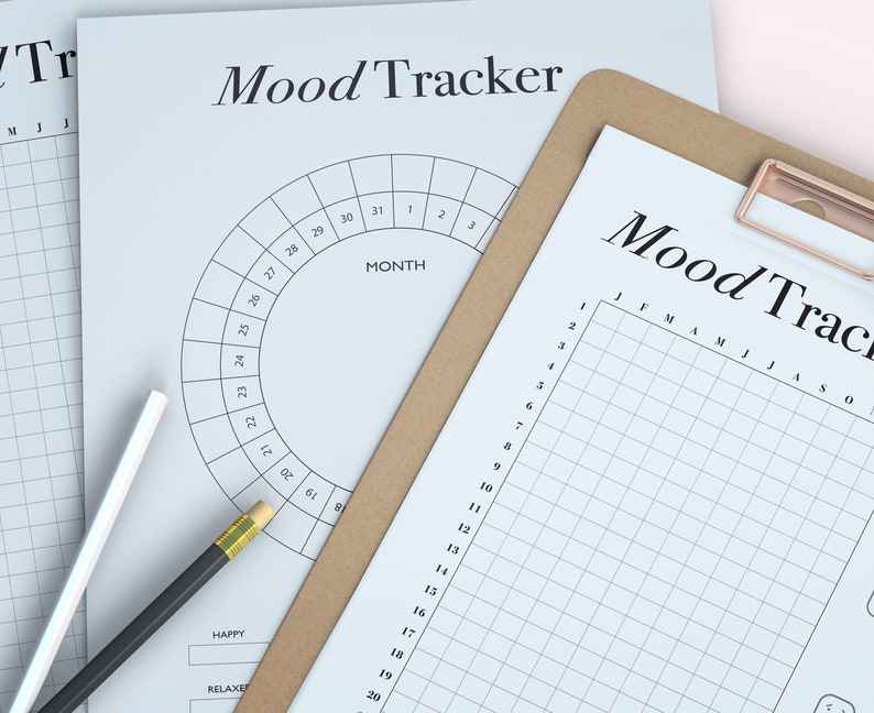 Mood Tracker Printable, Yearly Monthly Mood Planner, Circular Mood Chart, Bullet Journal, A5 Planner Inserts, Digital Instant Download image 6