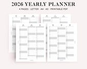 2026 Year Calendar Printable: Vertical A5 Planner Inserts (PDF)
