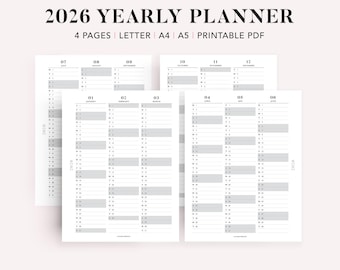 2026 Year Calendar Printable: Vertical A5 Planner Inserts (PDF)