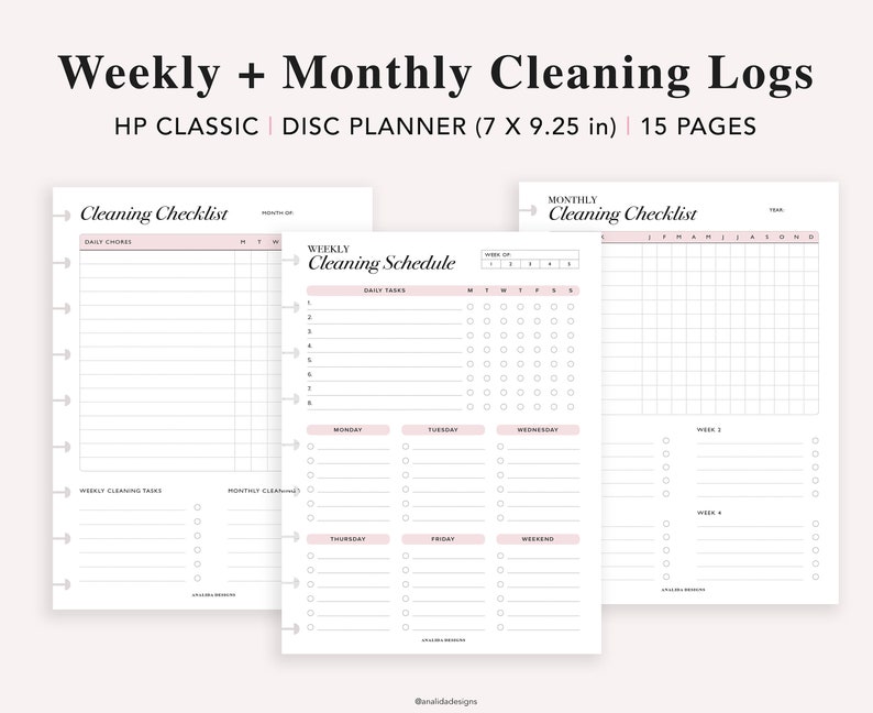 Cleaning Schedule Printable Happy Planner Classic Insert - Etsy
