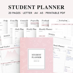 Student Planner Printable, Back to School, College Planner, University Planner, Academic Planner, Study Organizer, PDF Instant Download