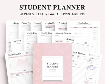 college assignment organizer Student Planner Printable, Back to School, College Planner, University Planner, Academic Planner, Study Organizer, PDF Instant Download
