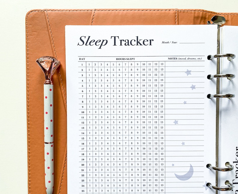 Sleep Tracker Printable, A5 Planner Inserts, Monthly Sleep Log, Sleep Tracking, Sleep Journal, Health Planner, PDF Instant Download image 5