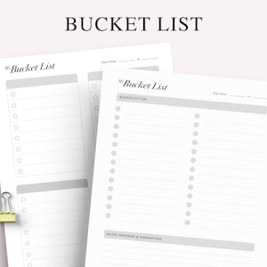 Bucket List Printable, Bucket List Planner Insert, Bucket List Journal, Bucket List Template Check List, A5 Inserts, PDF Instant Download