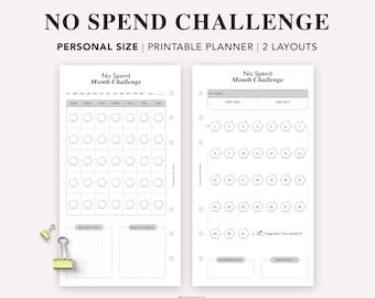 No Spend Challenge Tracker: Personal Size Printable (PDF)