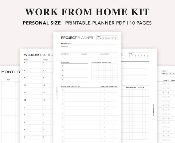 personal work from home printable business planner to do etsy