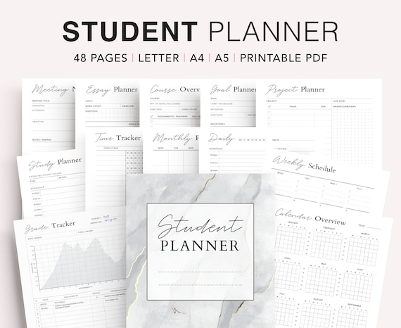 Student Planner Printable, University Planner, Academic Planner, College  Student Planner, Semester Planner, Back to School, A5 Insert, PDF - Etsy