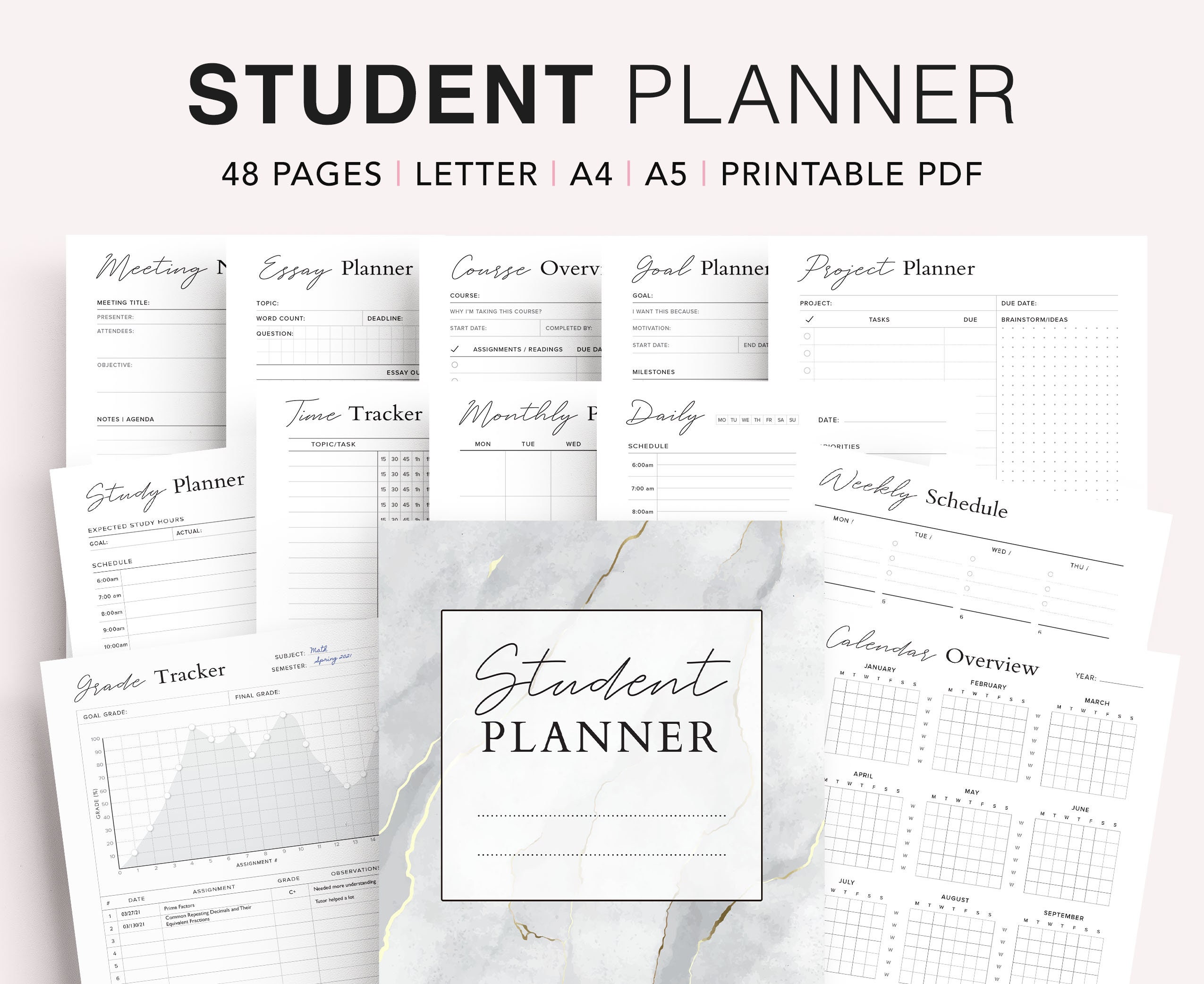Student Planner Printable University Planner Academic | Etsy