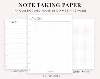 Note Paper Dotted Grid Lined Square, Happy Planner Printable Writing Paper, Note Pages Template, Note Taking, PDF Download, HP classic