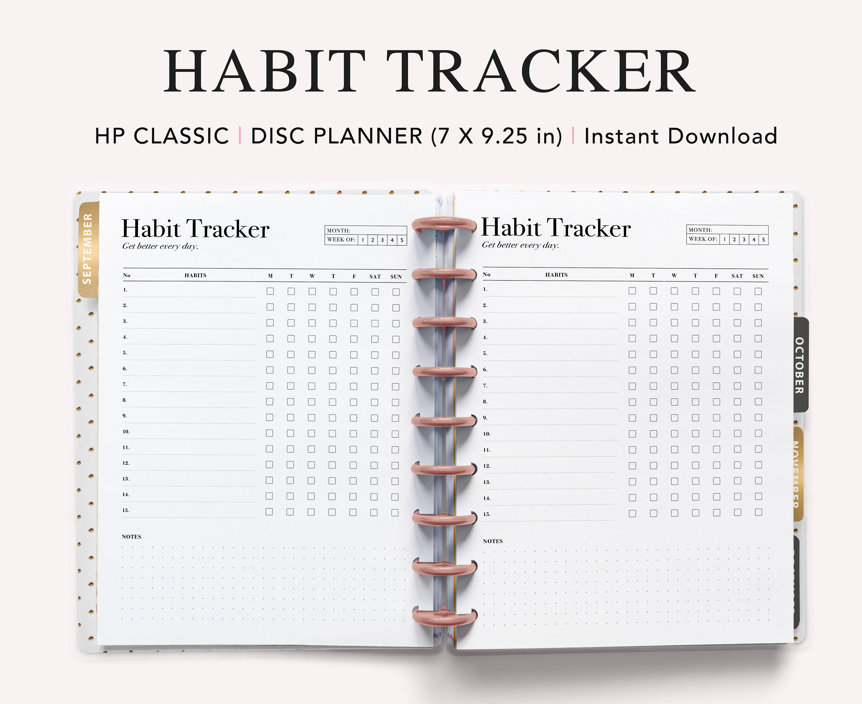 Weekly habit tracker printable happy planner classic routine etsy