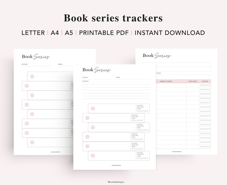 Reading Tracker Printable, Reading Log, Reading Journal, Bookshelf Insert, Book Lovers Planner Bundle, A5 Planner Inserts, PDF Download image 4