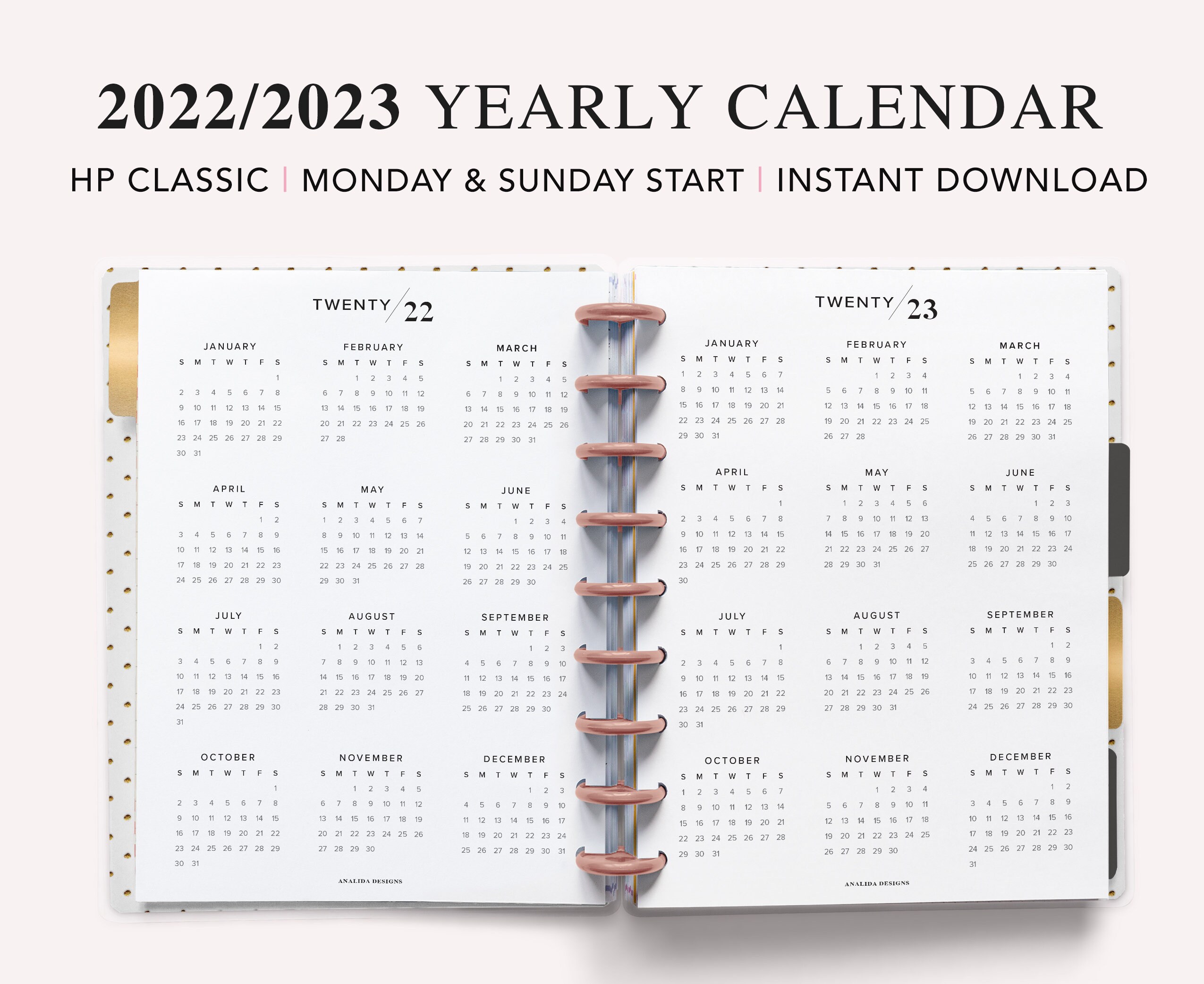 2022 2023 Calendar Happy Planner Classic Printable 2022 - Etsy