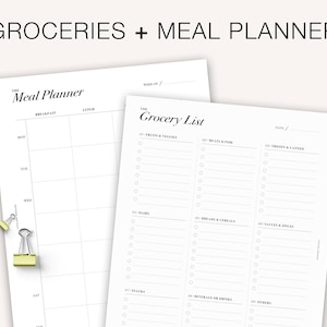 Weekly Meal Planner & Grocery List Printable (Digital Download)