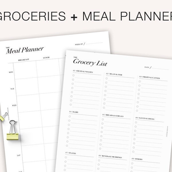 Grocery List Printable, Weekly Meal Planner, Shopping List, Meal  Plan Template, Menu Planner, US Letter, A4 & A5, Digital Download