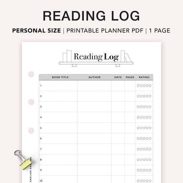 PERSONAL Reading Tracker Printable, Lesetagebuch, Lesetagebuch, Buch tracker, Bücher zum Lesen, A5 Planer Insert, Sofortiger Download, PDF