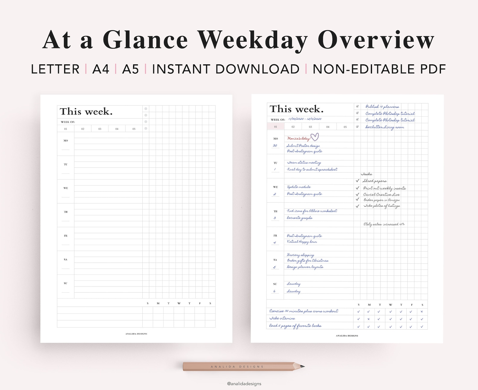 Hobonichi Daily Planner Printable, Daily Weekly Monthly Planner ...