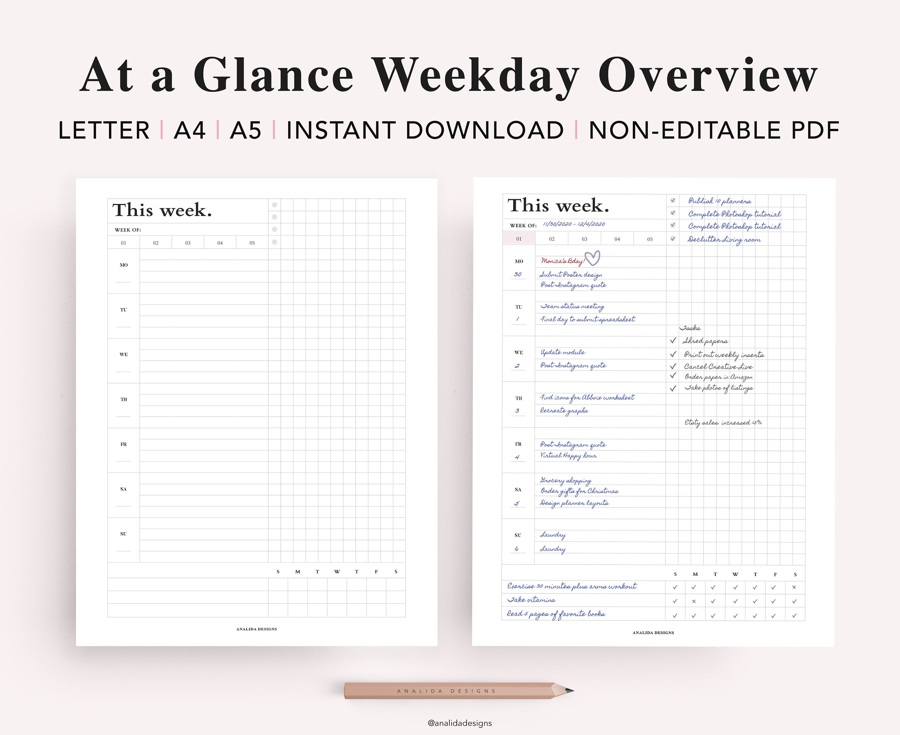 Hobonichi Daily Planner Printable Daily Weekly Monthly - Etsy