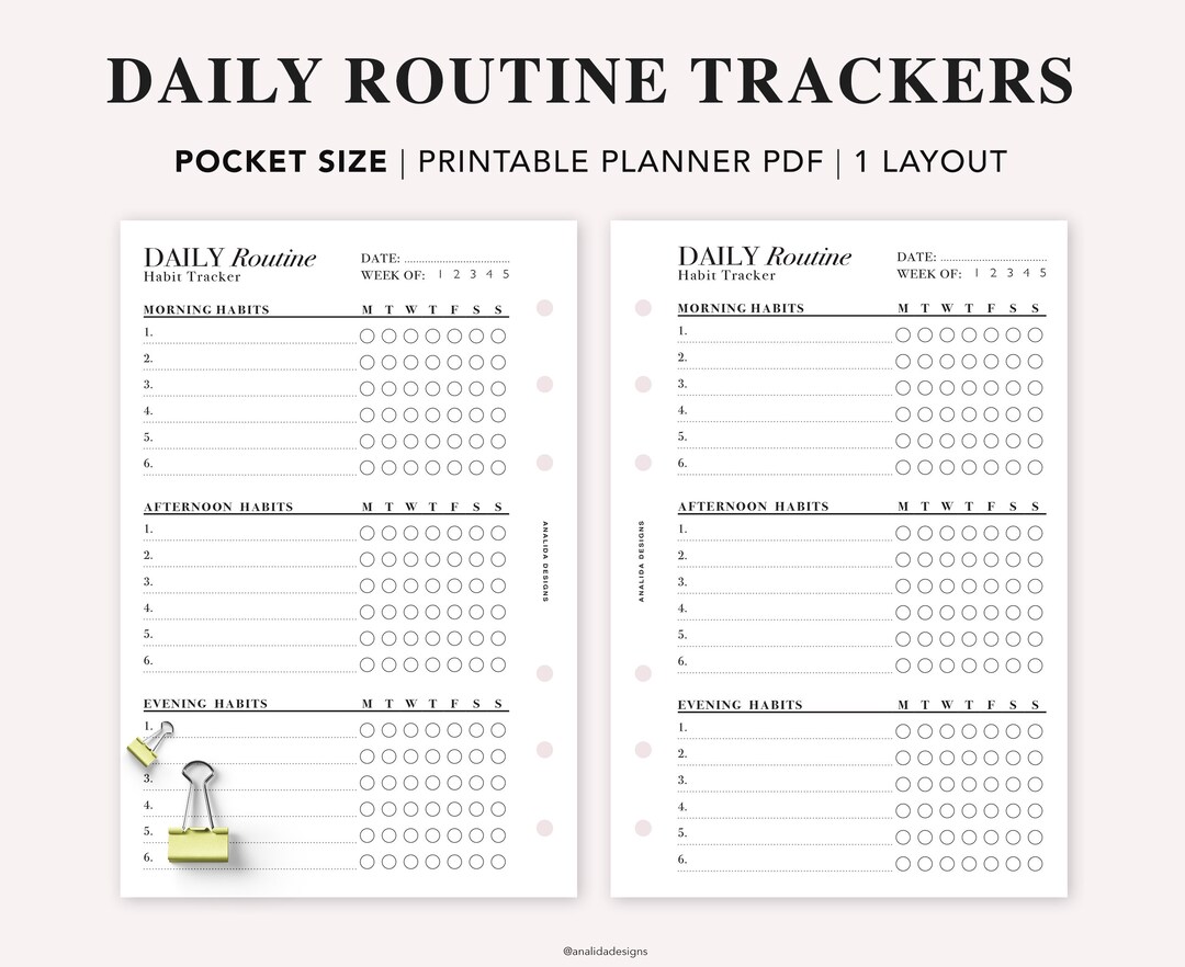 Pocket Habit Tracker Printable: Weekly Routine Planner (PDF) - Etsy