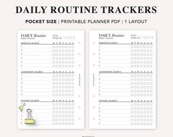 POCKET Habit Tracker Printable, Weekly Habit Tracker, Daily Planning, Routine Planner, Routine Checklist, Filofax Pocket Refill, PDF