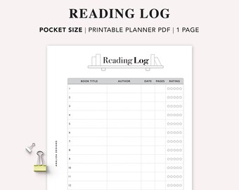 Pocket Reading Log Printable: Minimalist Book Tracker (PDF)