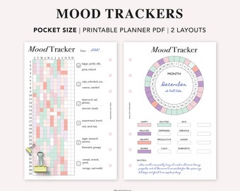Pocket Mood Tracker stampabile: grafico circolare mensile annuale (PDF)