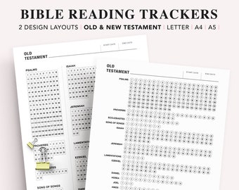 Bible Reading Log Checklist, Bible Study Planner, Bible tracker, Christian Planner, Scripture Reading Chart, Faith Planner, Letter, A5, A4