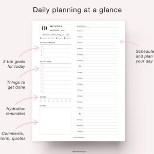 2026 Daily Planner Printable: Time Blocking, A4/A5/Letter (PDF) image 3