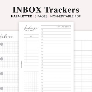 Half Letter Inbox Tracker Printable: Minimalist Planner Inserts (PDF)
