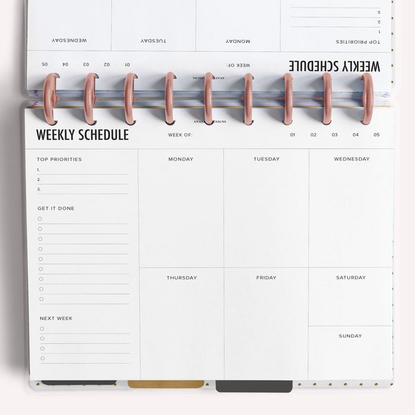 Undated Weekly Happy Planner Printable, Weekly Schedule, Weekly Organizer, Weekly Tracker Template, Week at a Glance, WO1P, HP Classic PDF