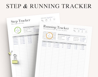 Walking Tracker Imprimable, Running Tracker, Step Tracker, Fitness Tracker, Walk Running Challenge, A5 Planner Inserts, PDF Téléchargement instantané