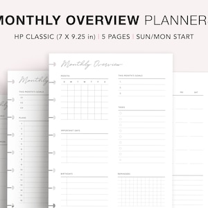 Afdrukbare maandplanner: minimalistische, ongedateerde HP Classic-bijsluiter (pdf)