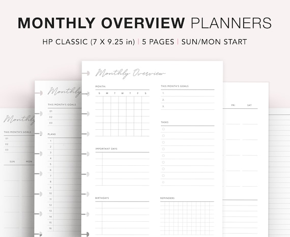 Monthly Planner Printable Happy Planner Insert Monthly - Etsy