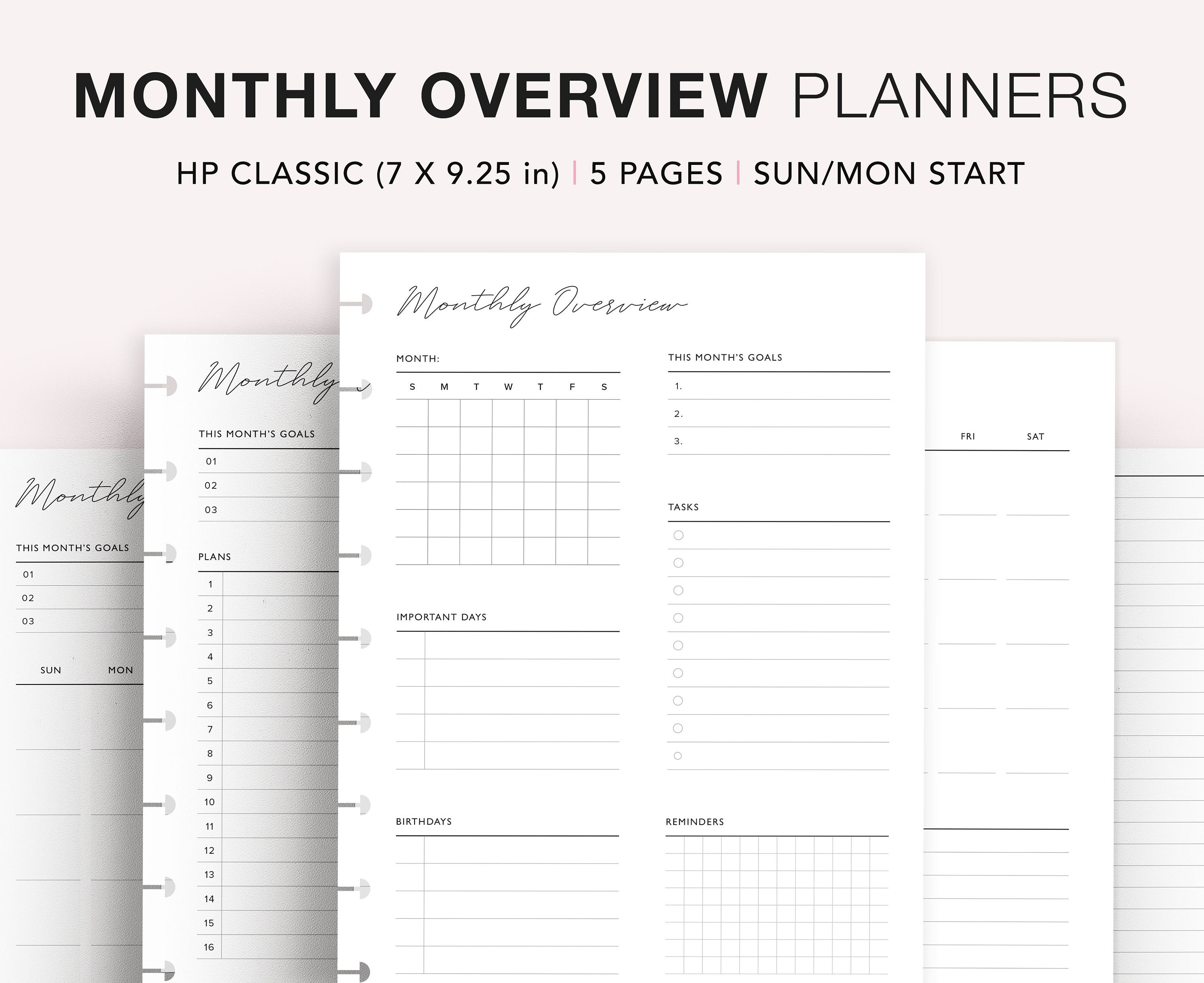 monthly planner printable happy planner insert monthly etsy
