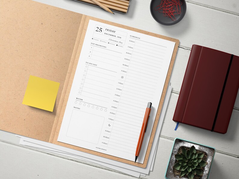 2026 Daily Planner Printable: Time Blocking, A4/A5/Letter (PDF) image 5