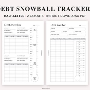 HALF LETTER Debt Tracker Thermometer Printable, Debt Payoff Snowball, Money Management, Finance Planning, Half Letter size, PDF