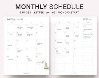 Undated Monthly Planner Printable: Minimalist A5 Inserts (PDF)